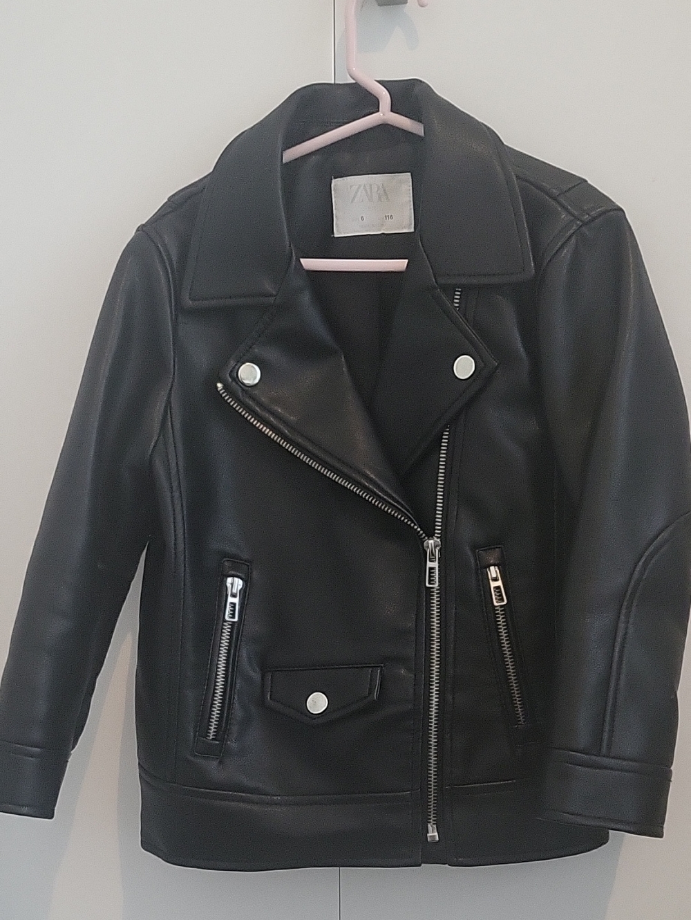 Zara Black Faux Leather Biker Jacket